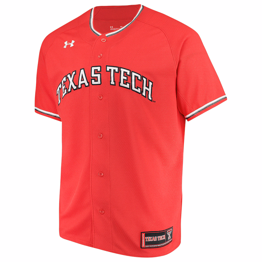 Men's Under Armour Red Texas Tech Red Raiders Performance Replica Baseball Jersey - Puhuasuan