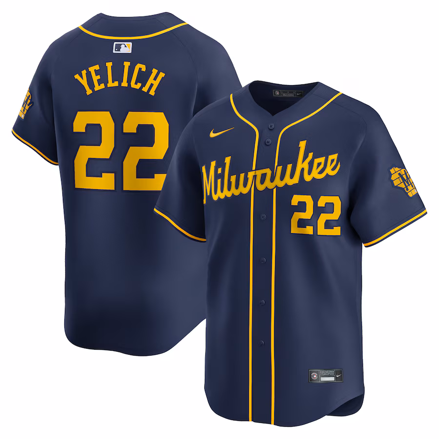 Men's Milwaukee Brewers Christian Yelich Nike Navy Alternate Limited Player Jersey - Puhuasuan