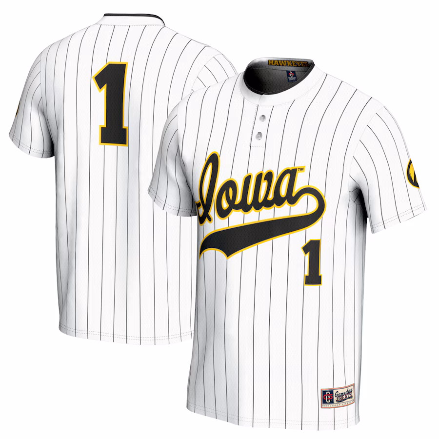 Youth GameDay Greats #1 White Iowa Hawkeyes Softball Lightweight Fashion Jersey - Puhuasuan
