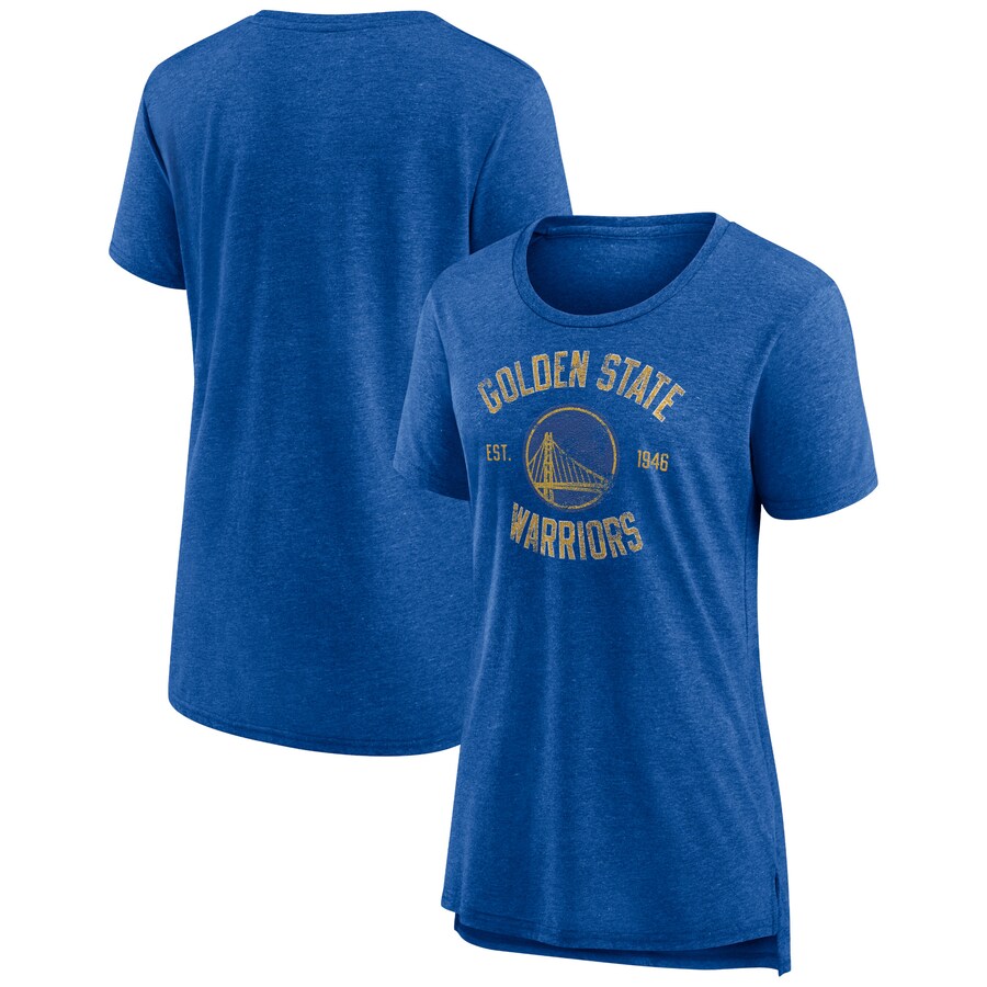 Women's Golden State Warriors Heather Royal Heritage Tri-Blend T-Shirt - Puhuasuan
