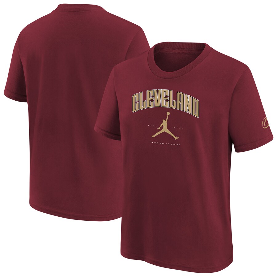 Youth Cleveland Cavaliers Jordan Brand Wine Essential Cities T-Shirt - Puhuasuan