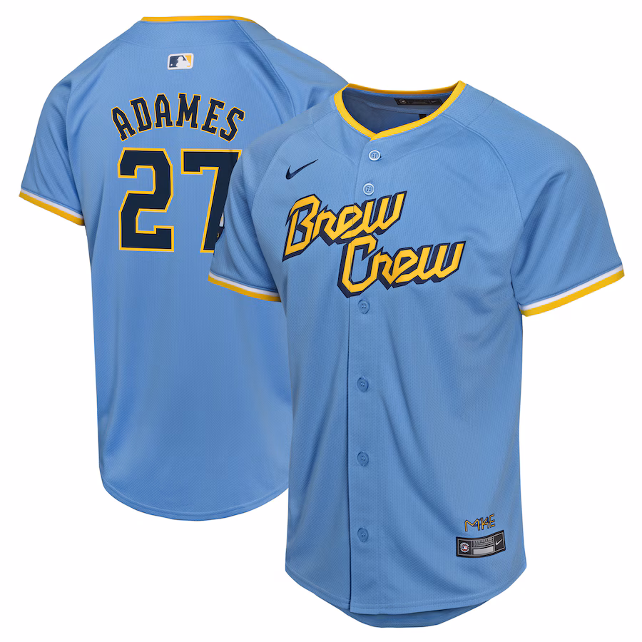 Youth Milwaukee Brewers Willy Adames Nike Powder Blue City Connect Limited Player Jersey - Puhuasuan