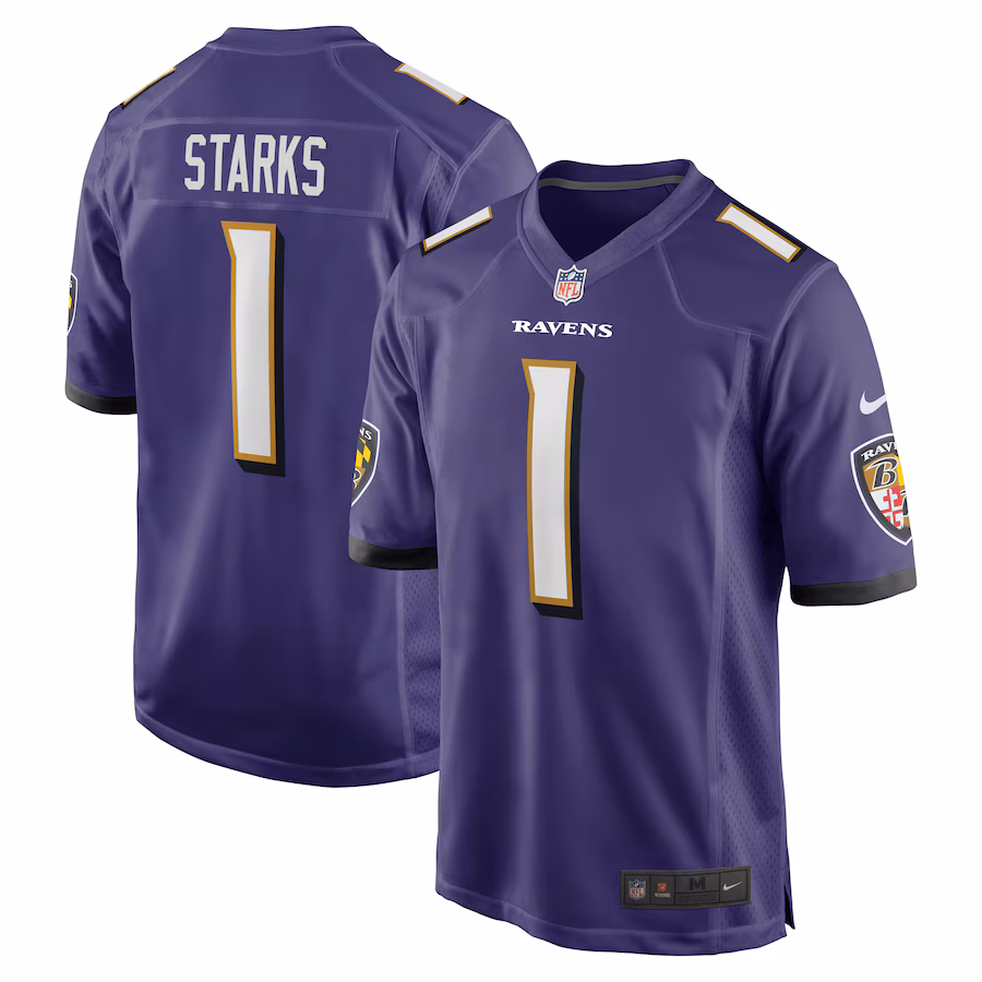 Men's Baltimore Ravens Malaki Starks Nike Purple 2025 NFL Draft First Round Pick Game Jersey - Puhuasuan