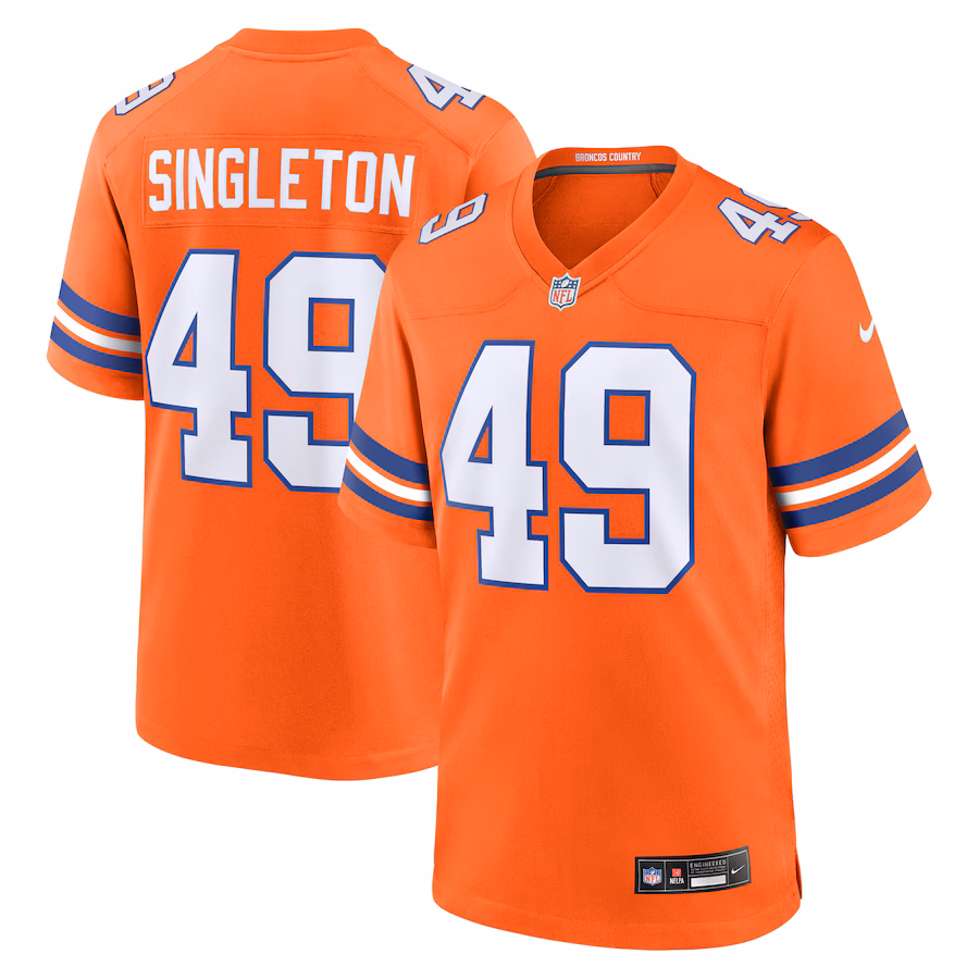Men's Denver Broncos Alex Singleton Nike Orange Mile High Collection 1977 Throwback Player Game Jersey - Puhuasuan