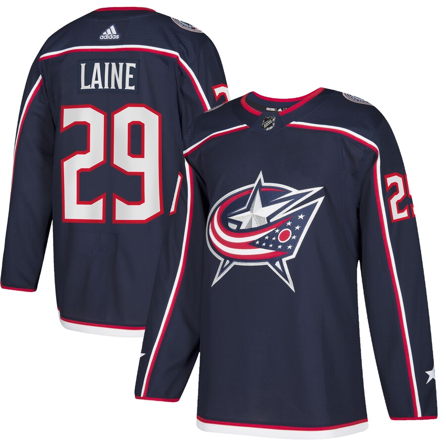 Men's Columbus Blue Jackets Patrik Laine adidas Navy Home Authentic Player Jersey - Puhuasuan