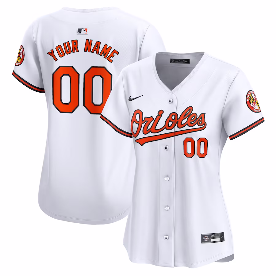 Women's Baltimore Orioles Nike White Home Limited Custom Jersey - Puhuasuan
