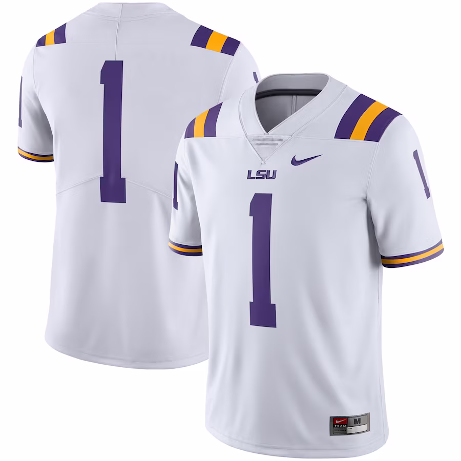 #1 LSU Tigers Nike Team Limited Jersey - White - Puhuasuan