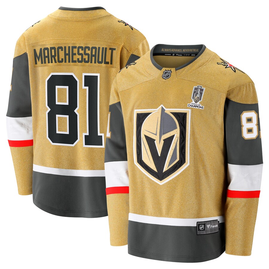 Men's Vegas Golden Knights Jonathan Marchessault Fanatics Branded Gold 2023 Stanley Cup Champions Home Breakaway Player Jersey - Puhuasuan