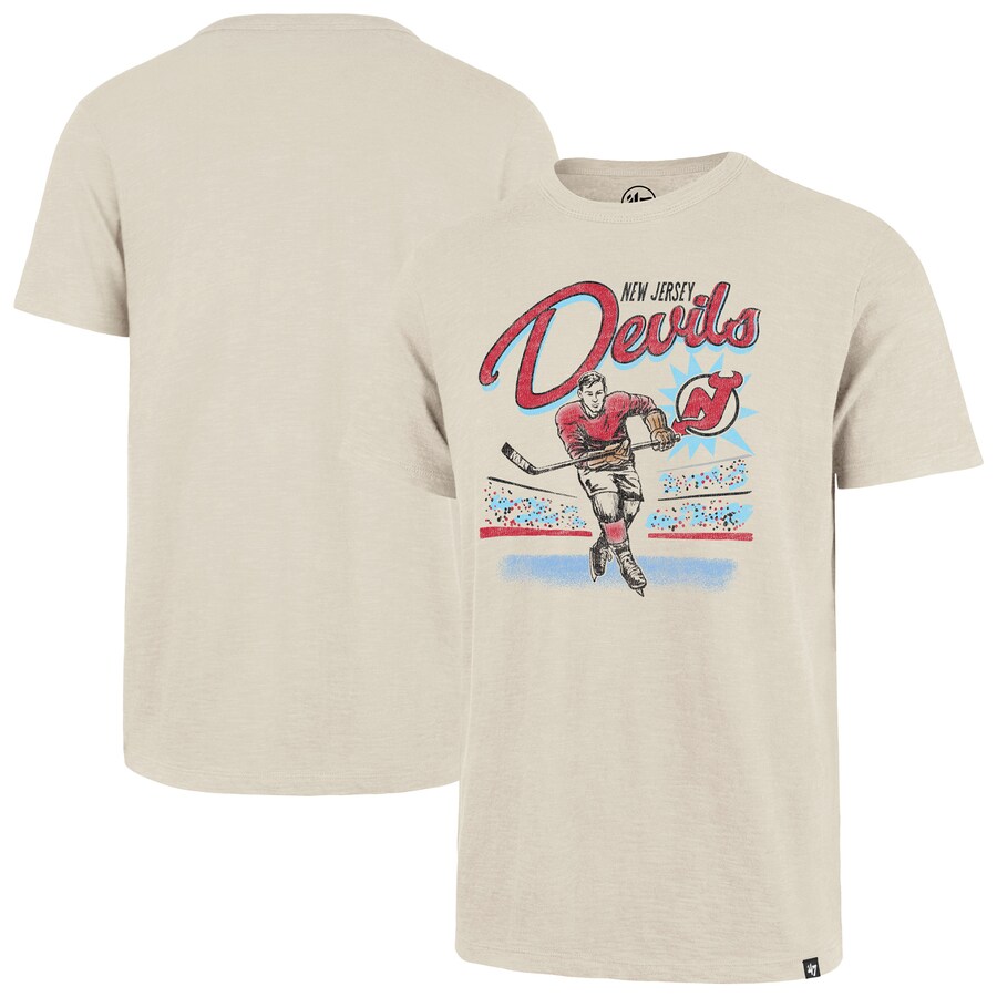 Men's New Jersey Devils '47 Natural Hockey Player Golden Age Scrum T-Shirt - Puhuasuan