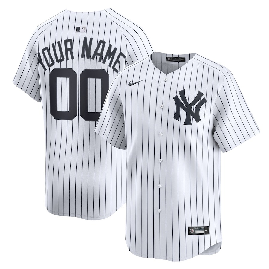 Men's New York Yankees Nike White Home Limited Custom Jersey - Puhuasuan