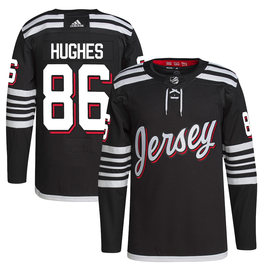 Men's New Jersey Devils Jack Hughes adidas Black Alternate Primegreen Authentic Player Jersey - Puhuasuan