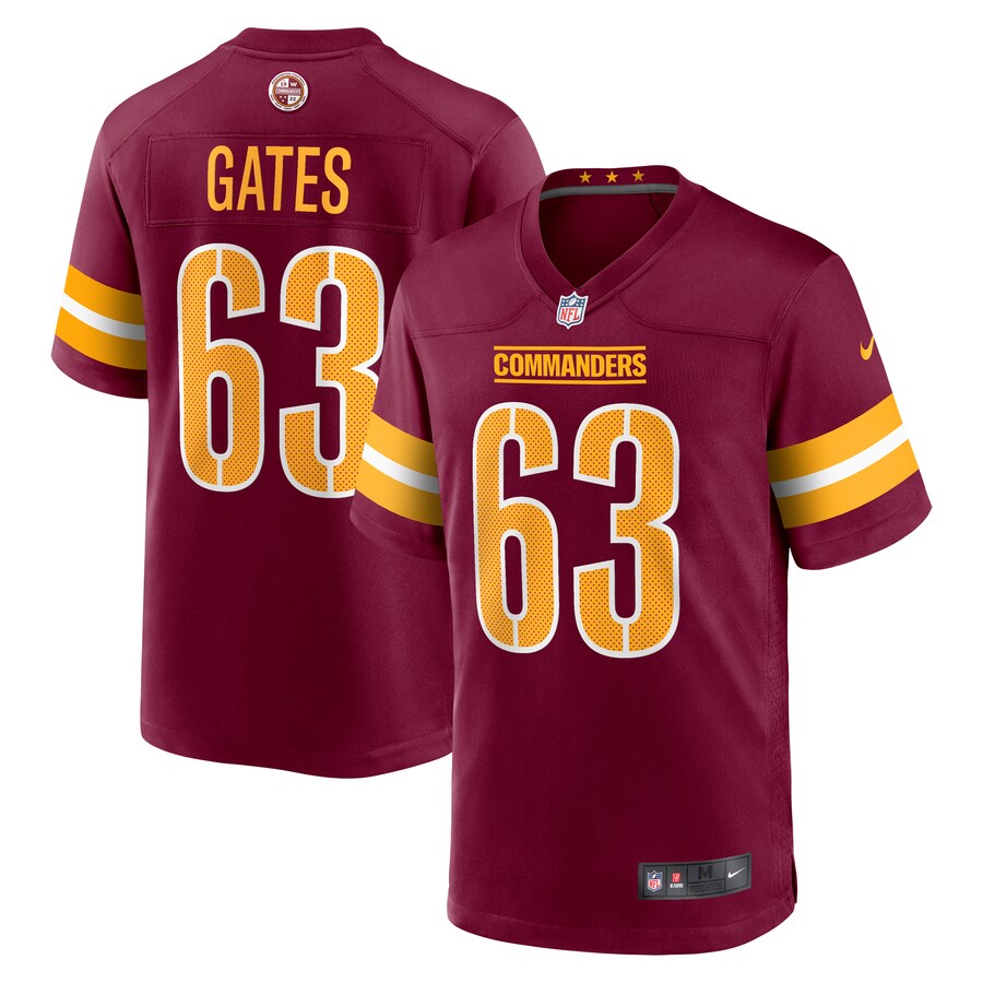 Men's Washington Commanders Nick Gates Nike Burgundy Game Player Jersey - Puhuasuan