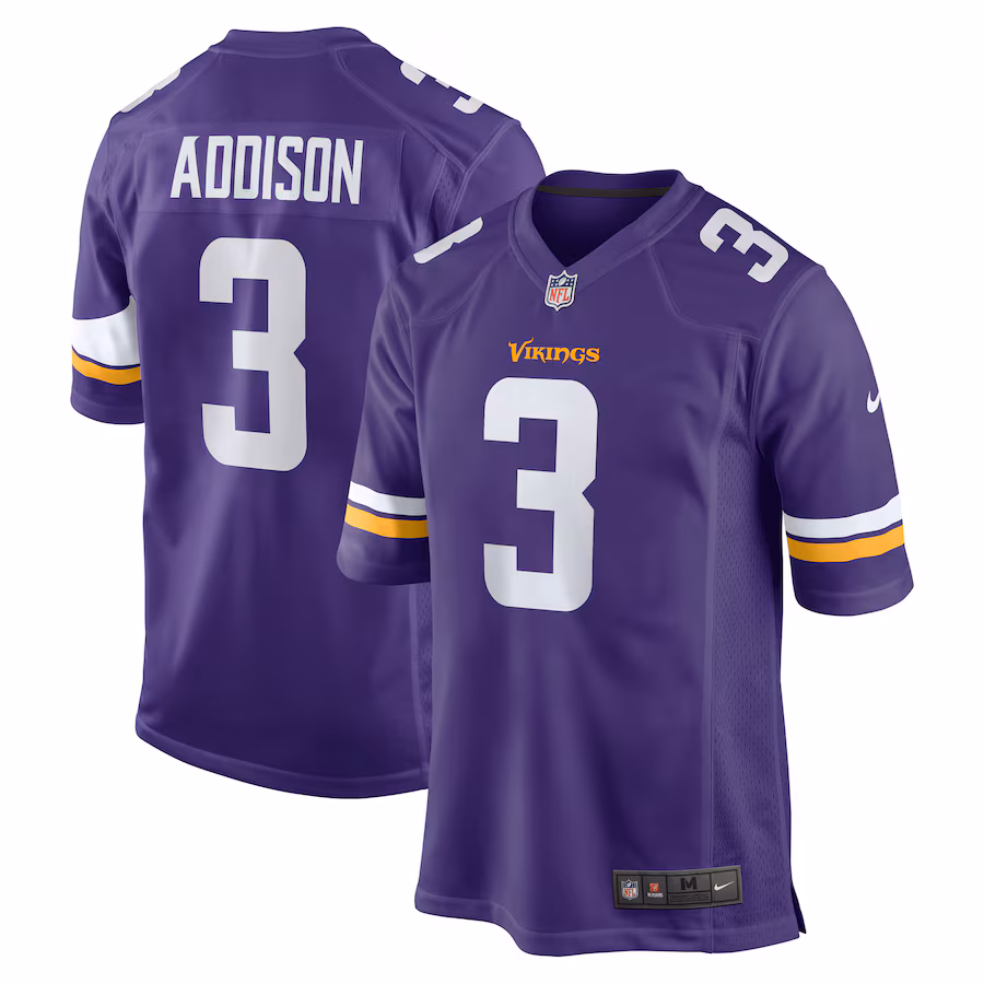 Men's Minnesota Vikings Jordan Addison Nike Purple Game Jersey - Puhuasuan