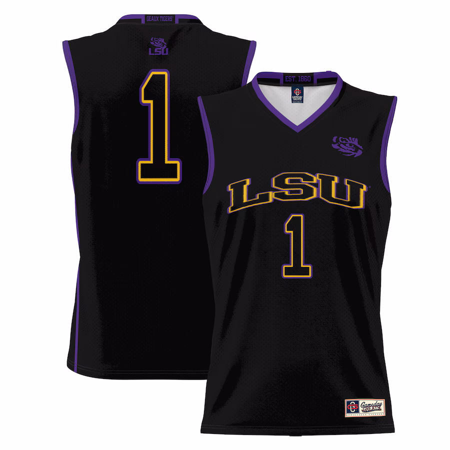 #1  LSU Tigers GameDay Greats  Lightweight Basketball Jersey - Black - Puhuasuan