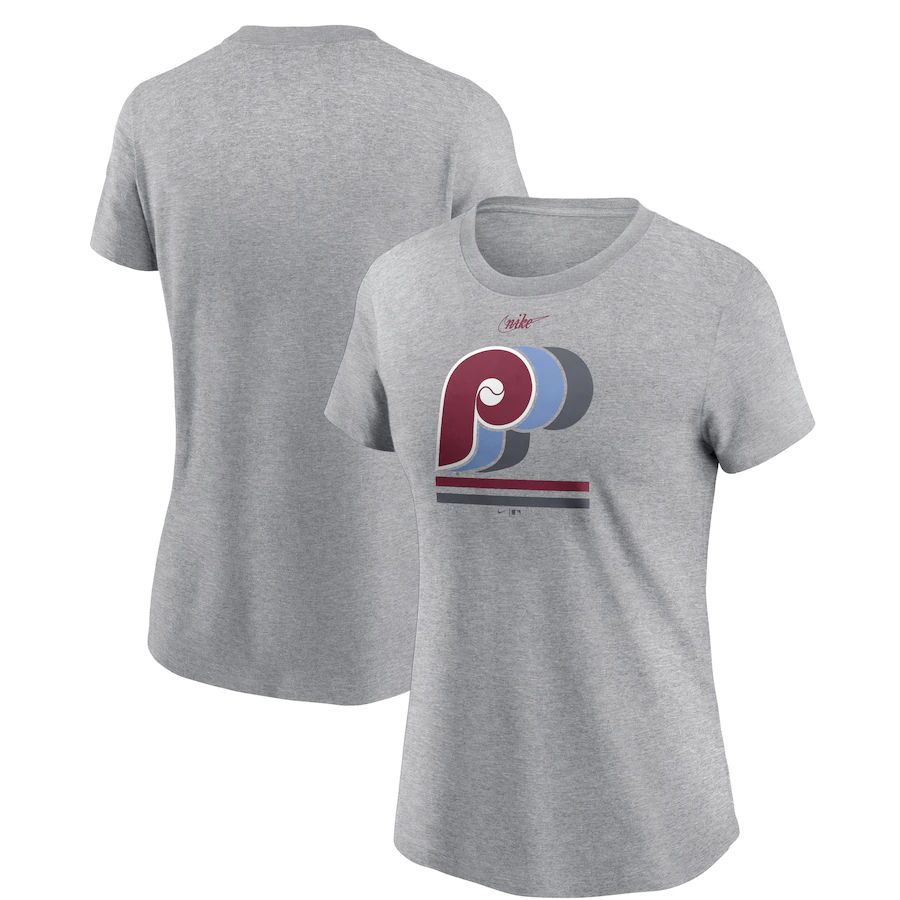 Women's Philadelphia Phillies Nike Heather Gray Logo T-Shirt - Puhuasuan