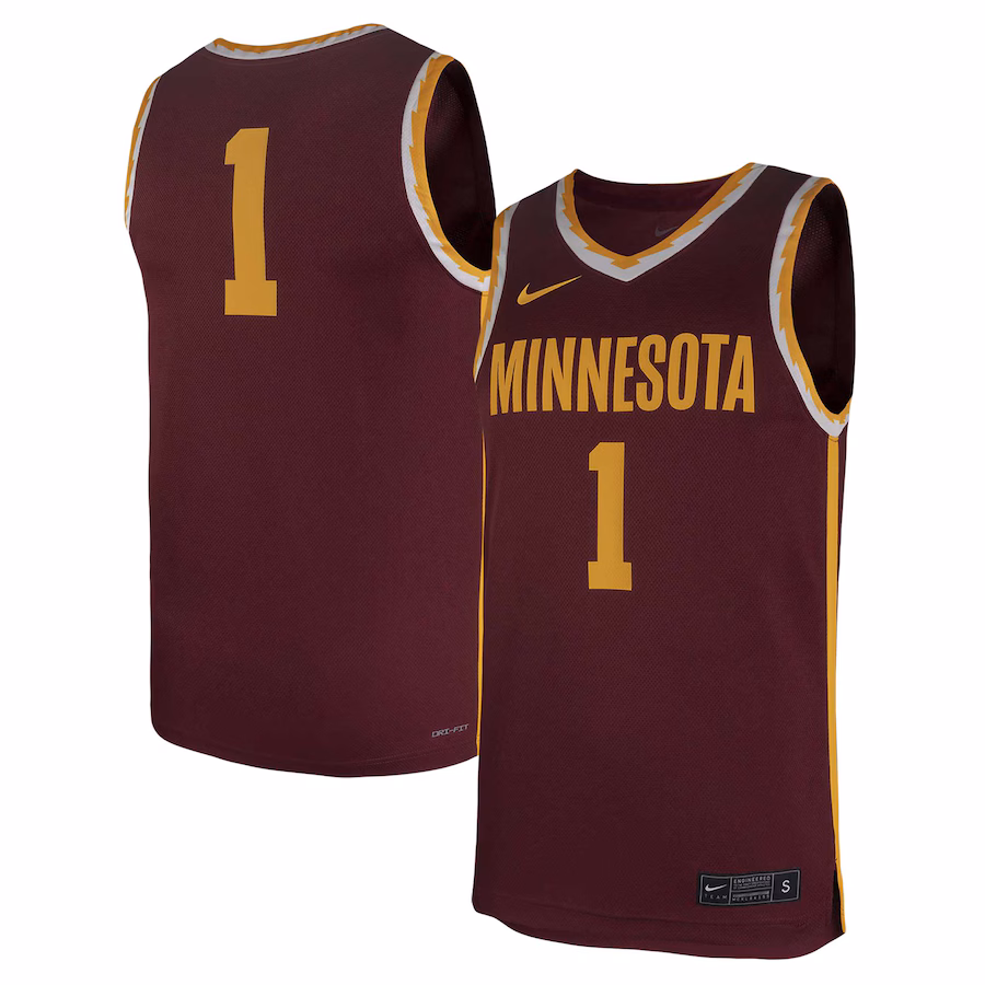 Men's Nike #1 Maroon Minnesota Golden Gophers Team Replica Basketball Jersey - Puhuasuan