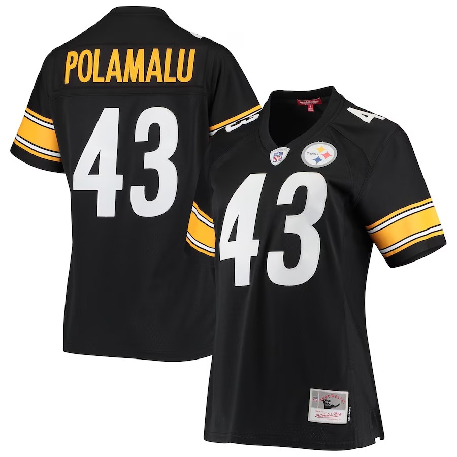 Women's Pittsburgh Steelers Troy Polamalu Mitchell & Ness Black Legacy Replica Team Jersey - Puhuasuan