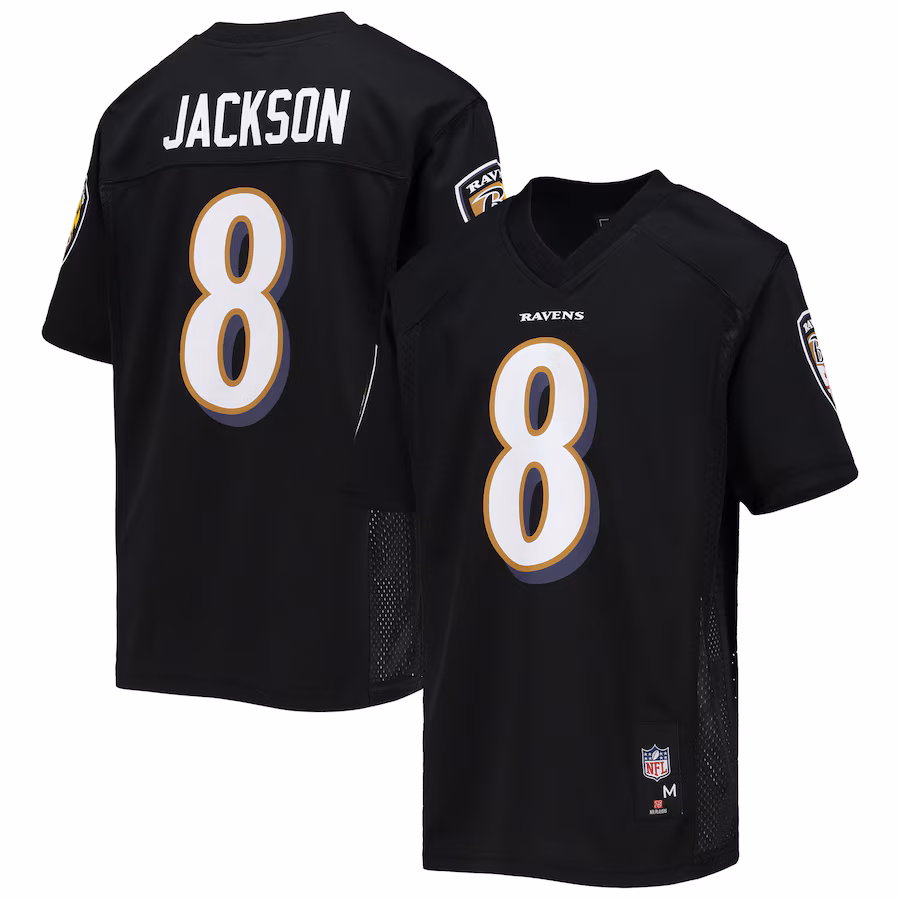 Youth Baltimore Ravens Lamar Jackson Black Replica Player Jersey - Puhuasuan
