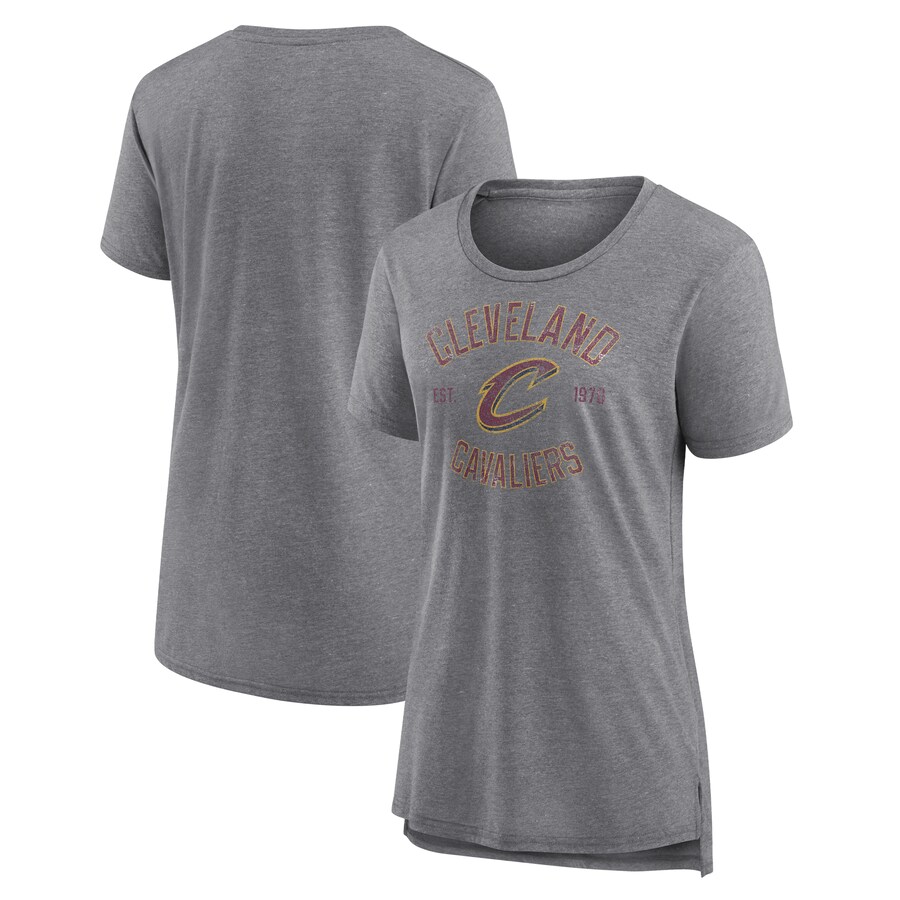 Women's Cleveland Cavaliers Heather Gray Heritage Tri-Blend T-Shirt - Puhuasuan