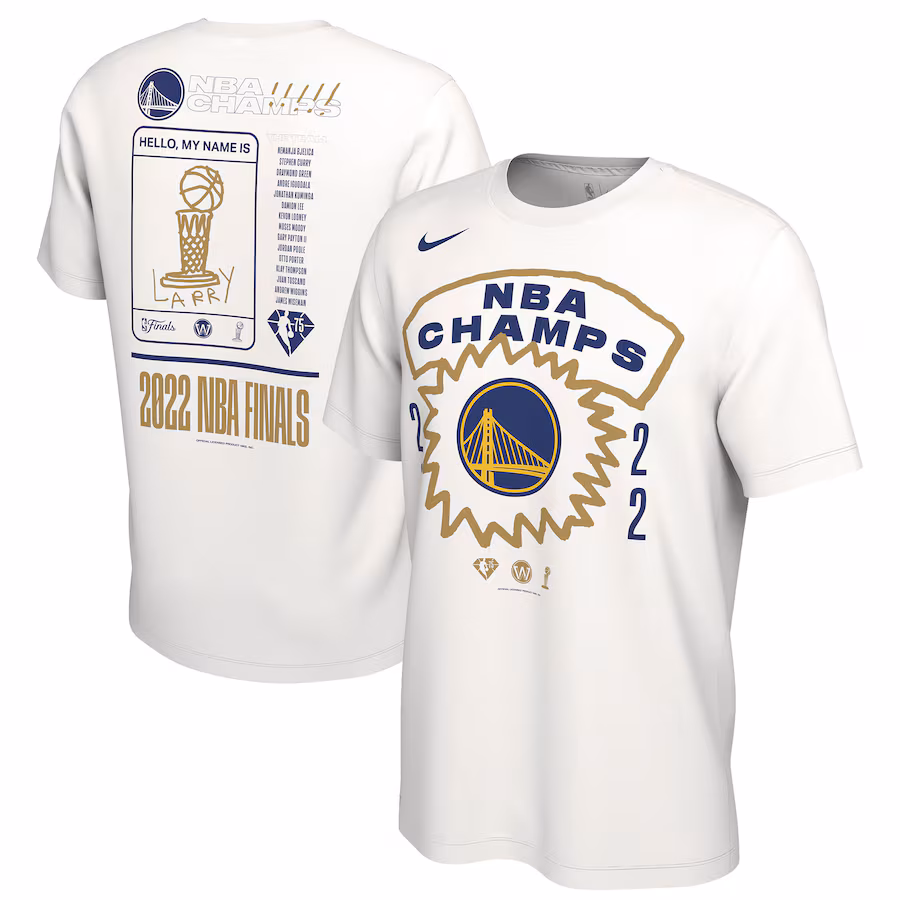 Men's Golden State Warriors Nike White 2022 NBA Finals Champions Roster T-Shirt - Puhuasuan