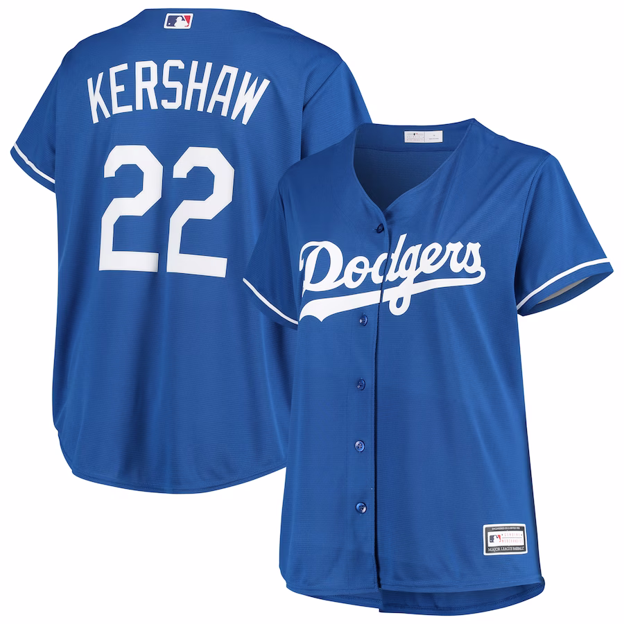 Women's Los Angeles Dodgers Clayton Kershaw Royal Plus Size Replica Player Jersey - Puhuasuan