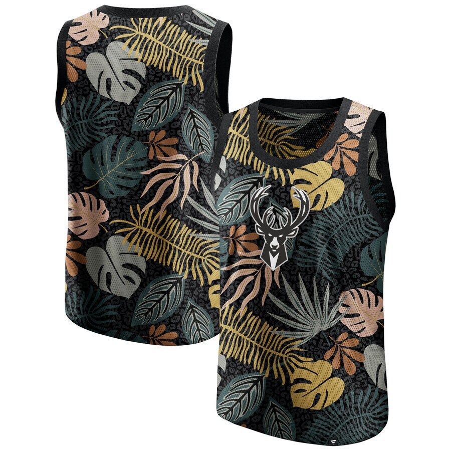 Men's Milwaukee Bucks  Fanatics Black Rocker Step Fashion Tank Top - Puhuasuan