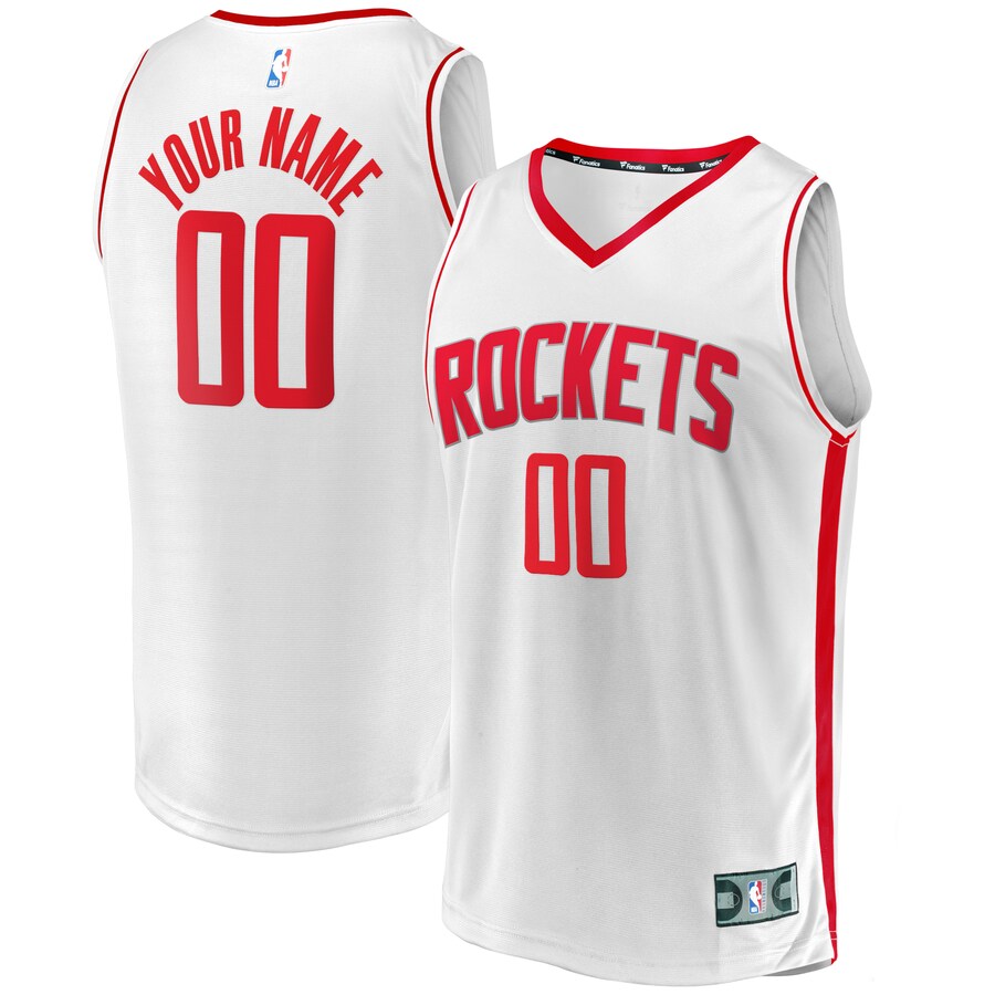 Men's Houston Rockets Fanatics White Fast Break Custom Replica Jersey - Association Edition - Puhuasuan
