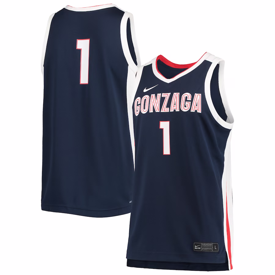 #1 Gonzaga Bulldogs Nike Replica Basketball Jersey - Navy - Puhuasuan