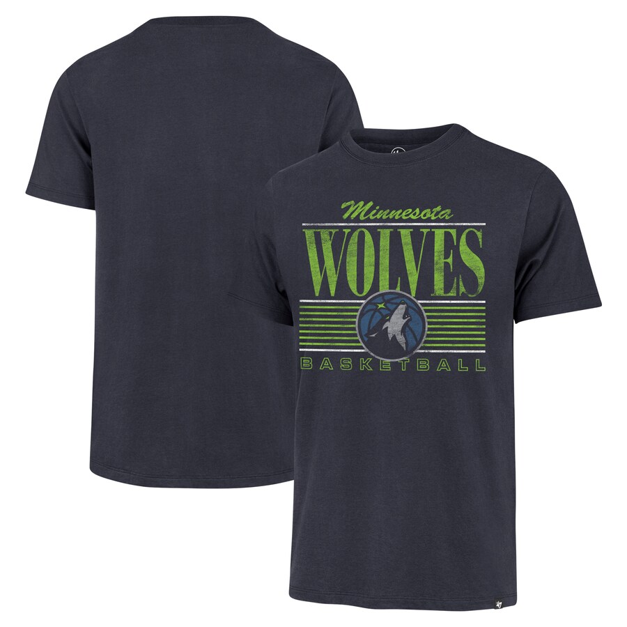 Men's Minnesota Timberwolves '47 Navy Remix Franklin T-Shirt - Puhuasuan