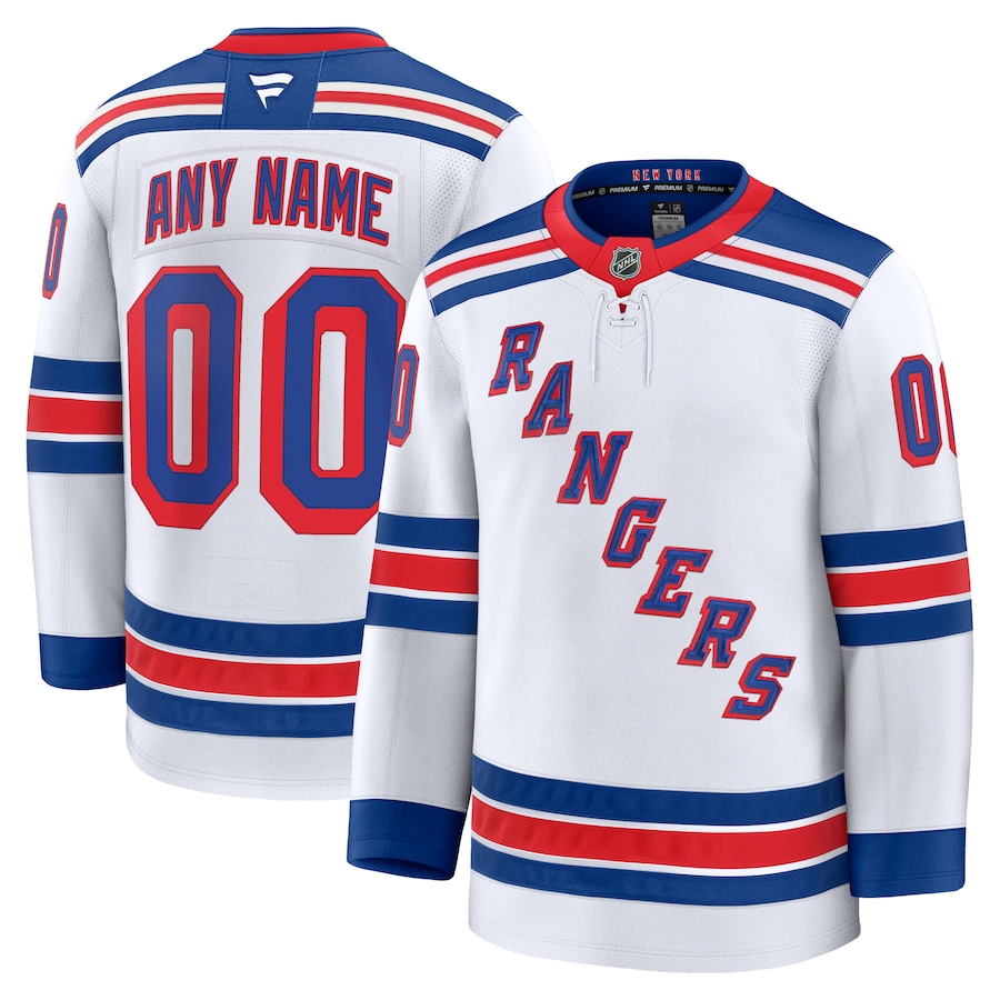 Men's New York Rangers Fanatics White Away Premium Custom Jersey - Puhuasuan