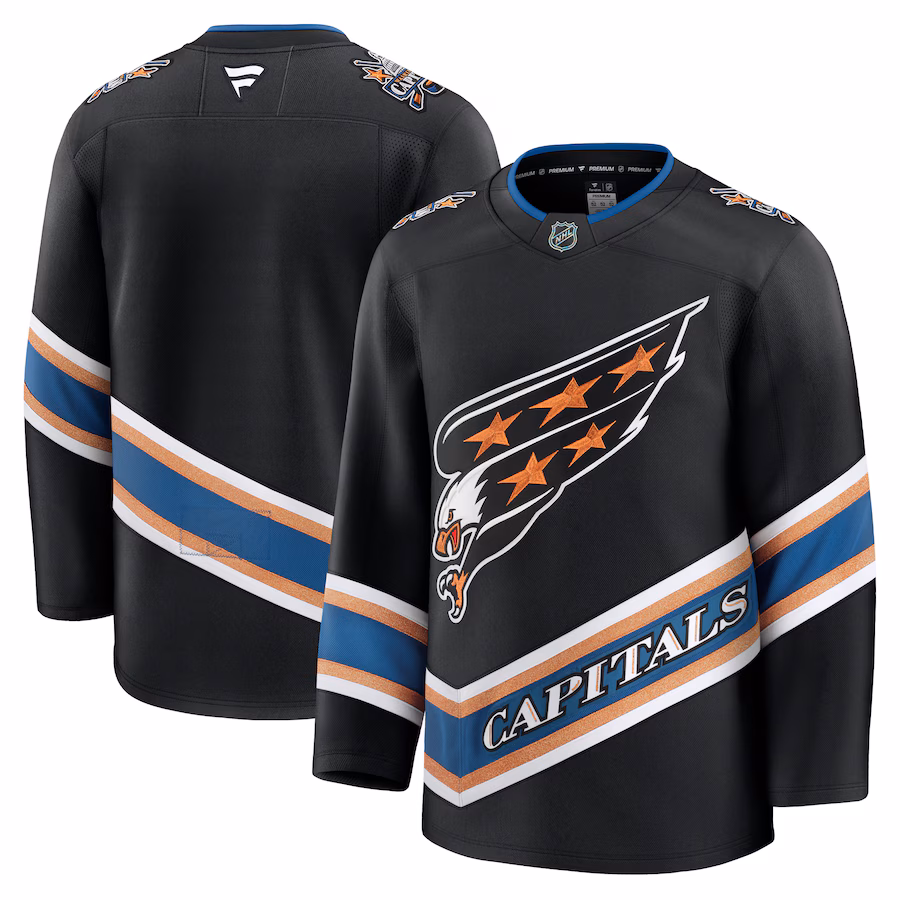 Men's Washington Capitals Fanatics Black Alternate 50th Anniversary Premium Jersey - Puhuasuan