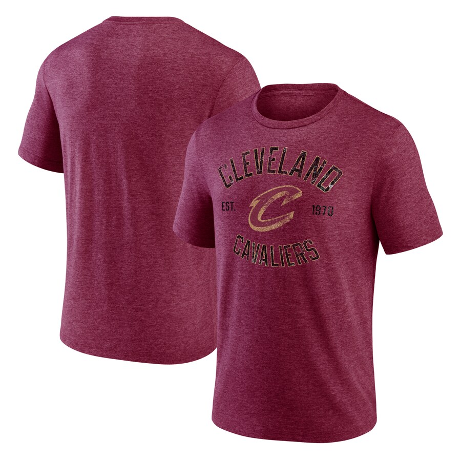 Men's Cleveland Cavaliers  Wine Heritage Tri-Blend T-Shirt - Puhuasuan