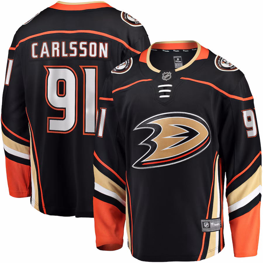 Men's Anaheim Ducks Leo Carlsson Fanatics Black Home Breakaway Player Jersey - Puhuasuan