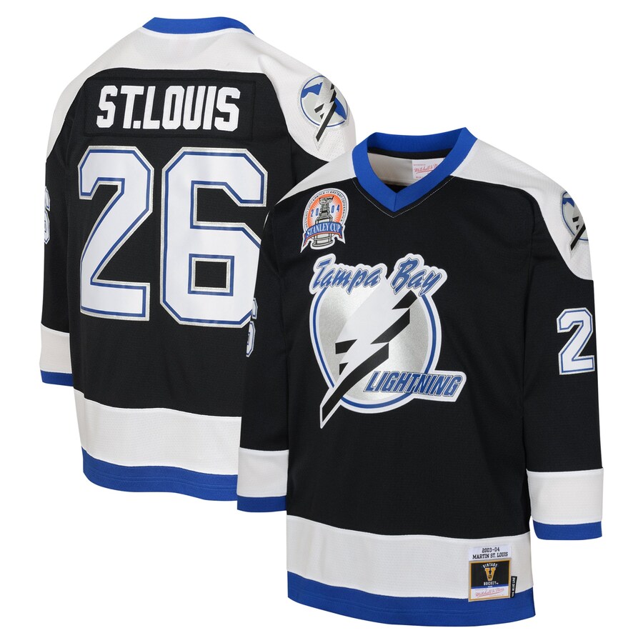 Youth Tampa Bay Lightning Martin St. Louis Mitchell & Ness Black 2003 Blue Line Player Jersey - Puhuasuan