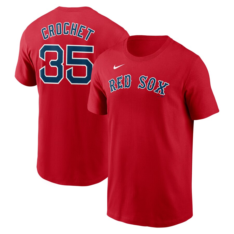 Men's Boston Red Sox Garrett Crochet Nike Red Fuse Name & Number T-Shirt - Puhuasuan