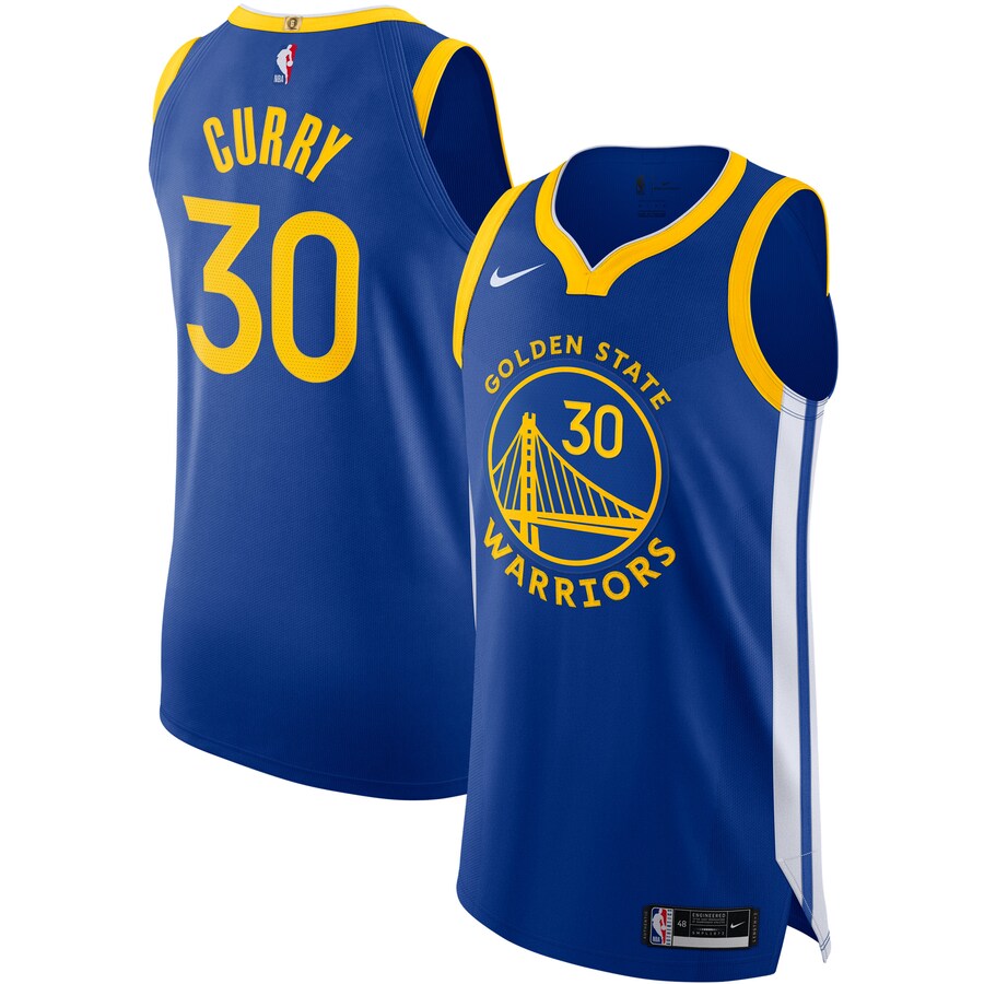 Men's Golden State Warriors Stephen Curry Nike Royal Authentic Jersey - Icon Edition - Puhuasuan