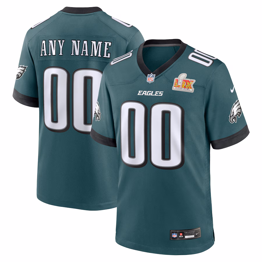 Men's Philadelphia Eagles  Nike Midnight Green Super Bowl LIX Custom Game Jersey - Puhuasuan