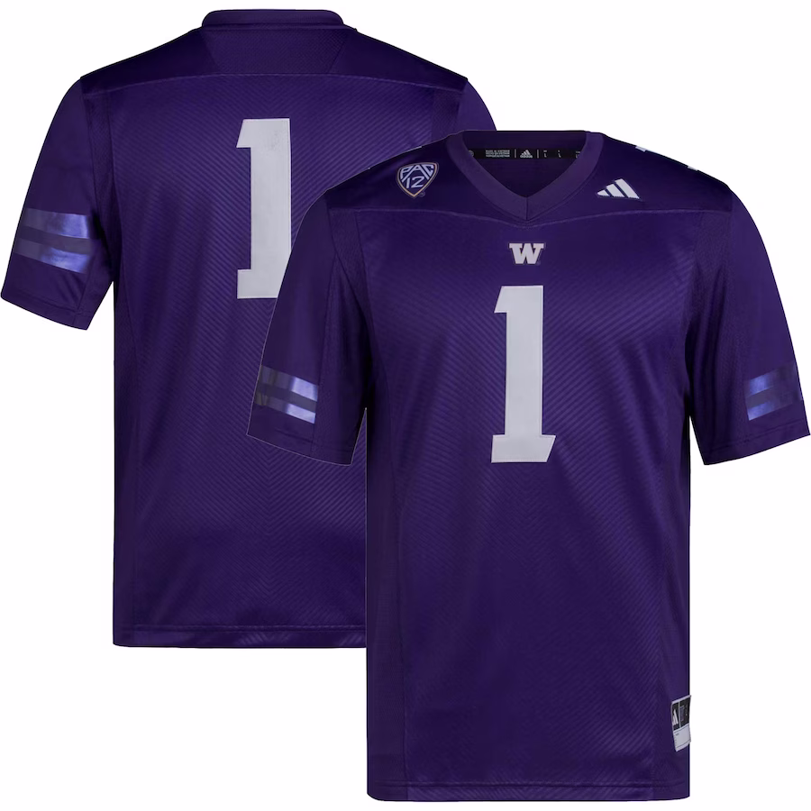 #1 Washington Huskies adidas Premier Football Jersey - Purple - Puhuasuan