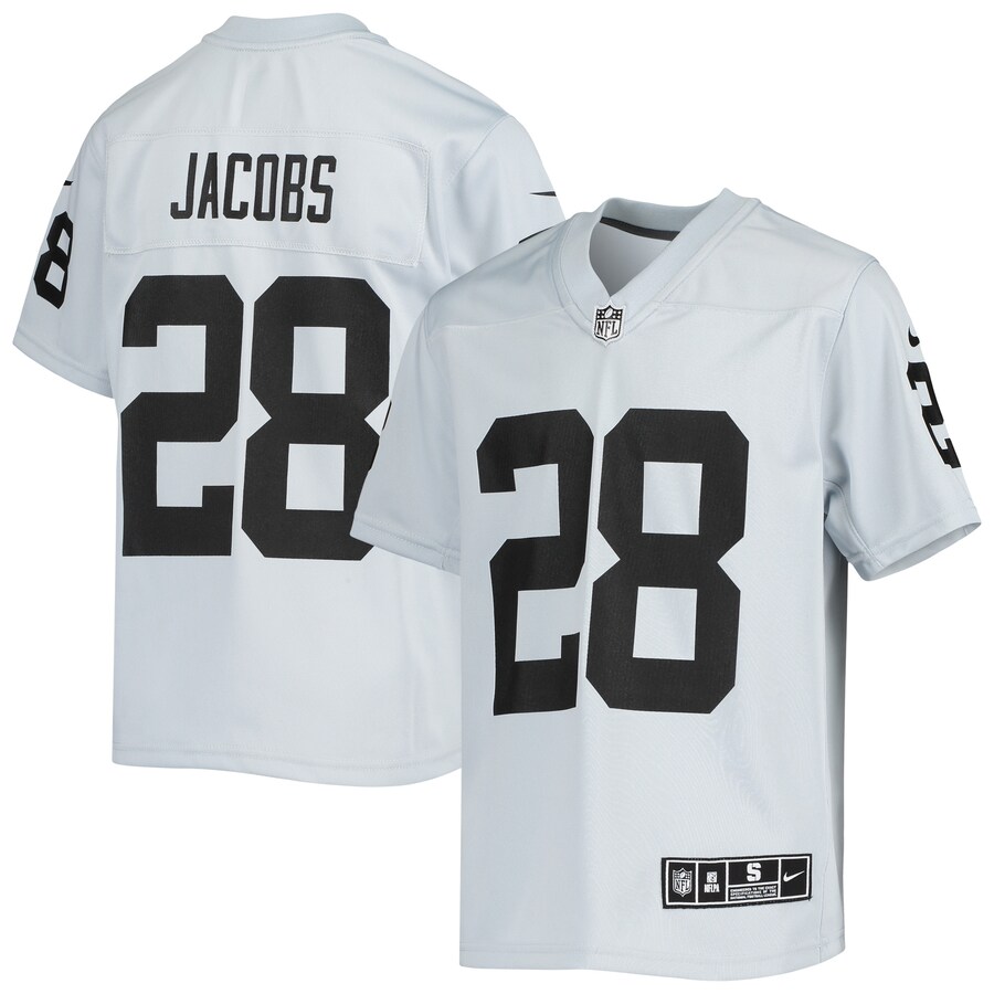 Youth Las Vegas Raiders Josh Jacobs Nike Silver Inverted Team Game Jersey - Puhuasuan