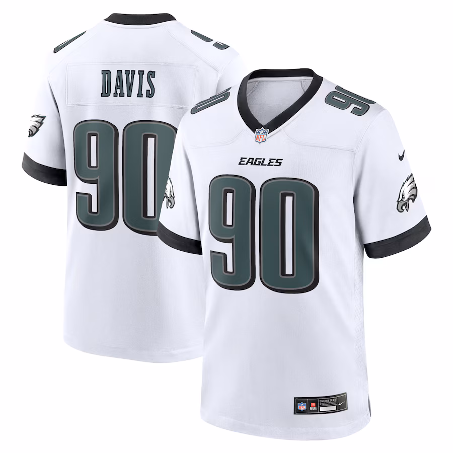 Men's Philadelphia Eagles Jordan Davis Nike White White Game Jersey - Puhuasuan