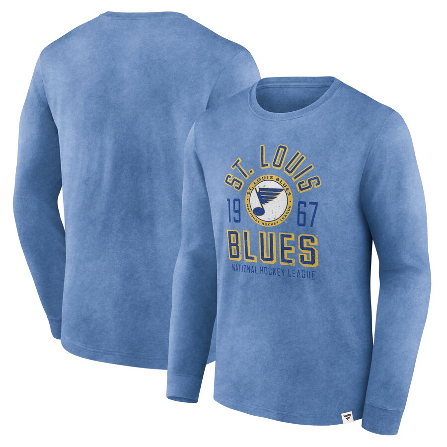 Men's St. Louis Blues Fanatics Heather Blue Keep The Zone Long Sleeve T-Shirt - Puhuasuan