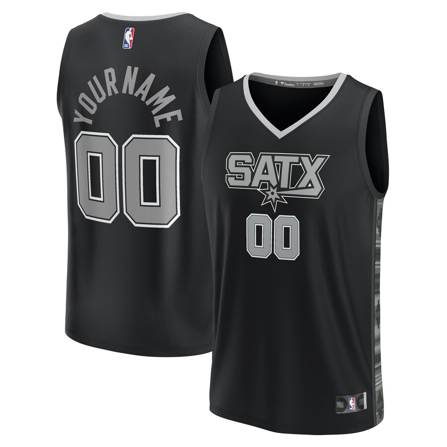 Men's San Antonio Spurs  Fanatics Black  Fast Break Custom Replica Jersey - Statement Edition - Puhuasuan