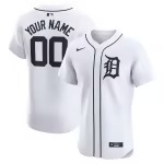 Men's Detroit Tigers Nike White Home Elite Custom Jersey - Puhuasuan