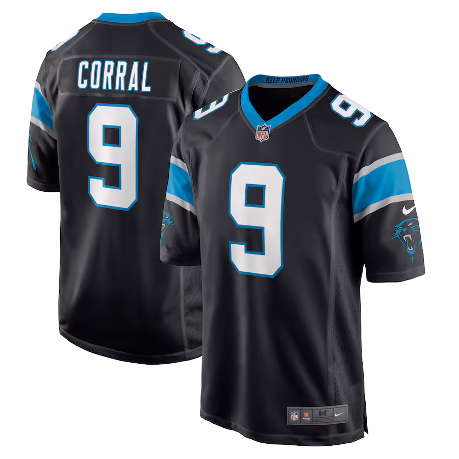 Men's Carolina Panthers Matt Corral Nike Black Player Game Jersey - Puhuasuan