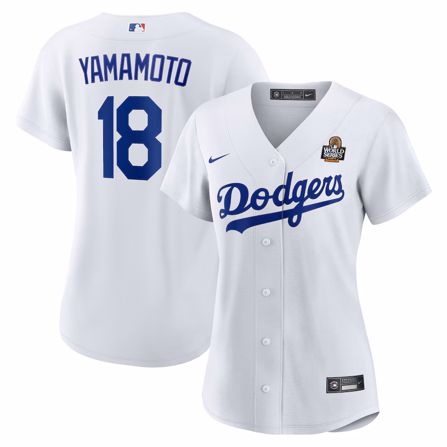 Women's Los Angeles Dodgers Yoshinobu Yamamoto Nike White 2024 World Series Home Home Replica Jersey - Puhuasuan