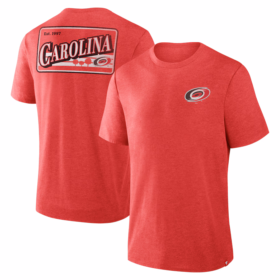 Men's Carolina Hurricanes Fanatics Heather Red Fan Lanes Tri-Blend T-Shirt - Puhuasuan