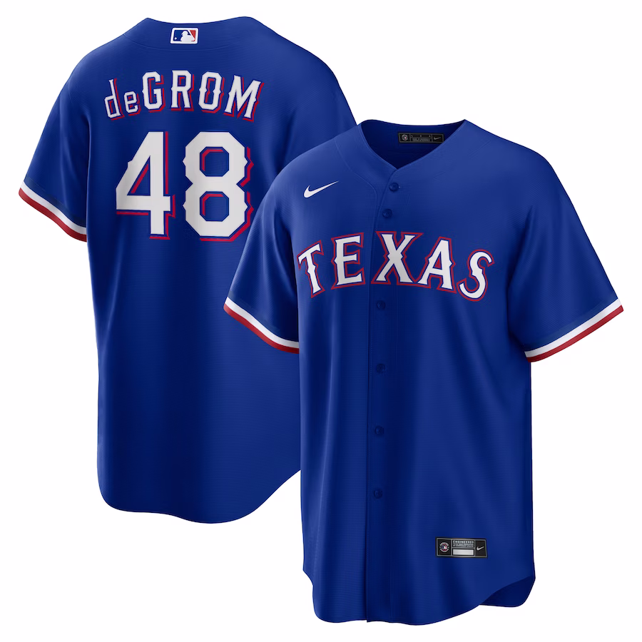 Men's Texas Rangers Jacob deGrom Nike Royal Away Replica Player Jersey - Puhuasuan