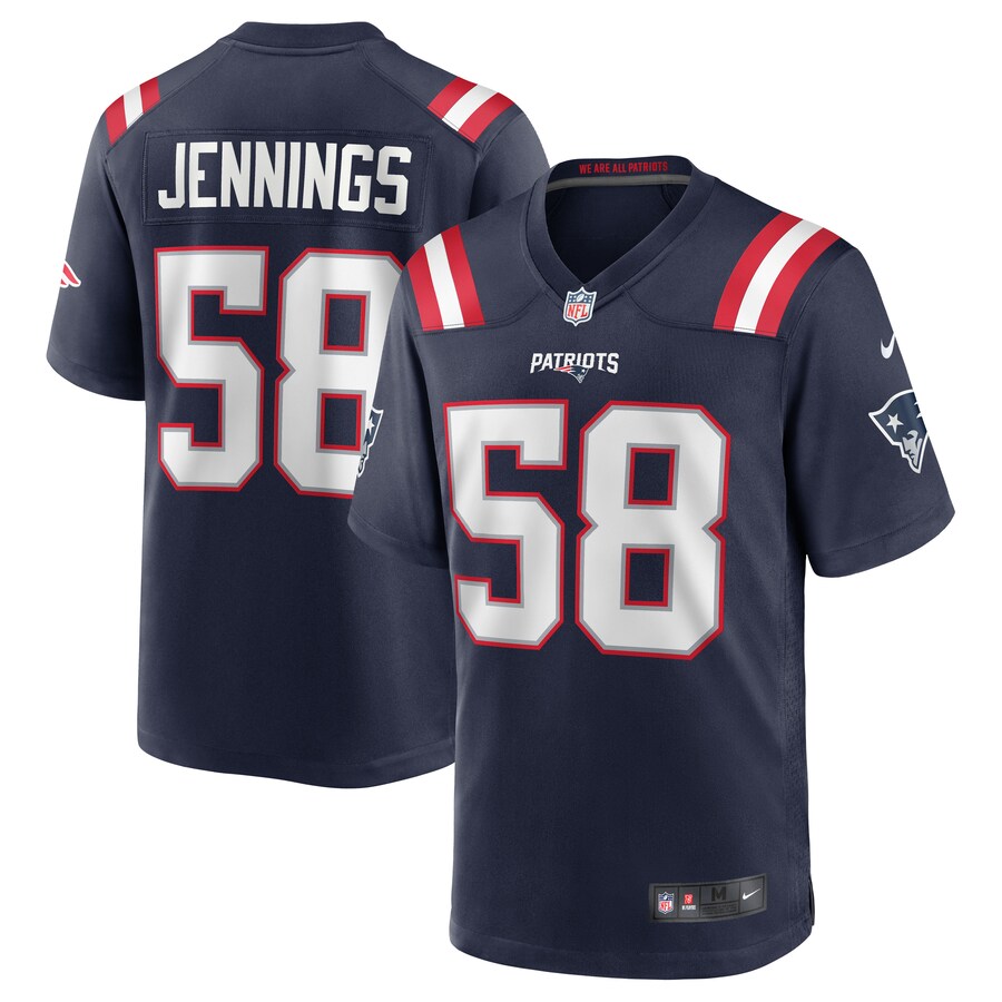 Men's New England Patriots Anfernee Jennings Nike Navy Team Game Jersey - Puhuasuan