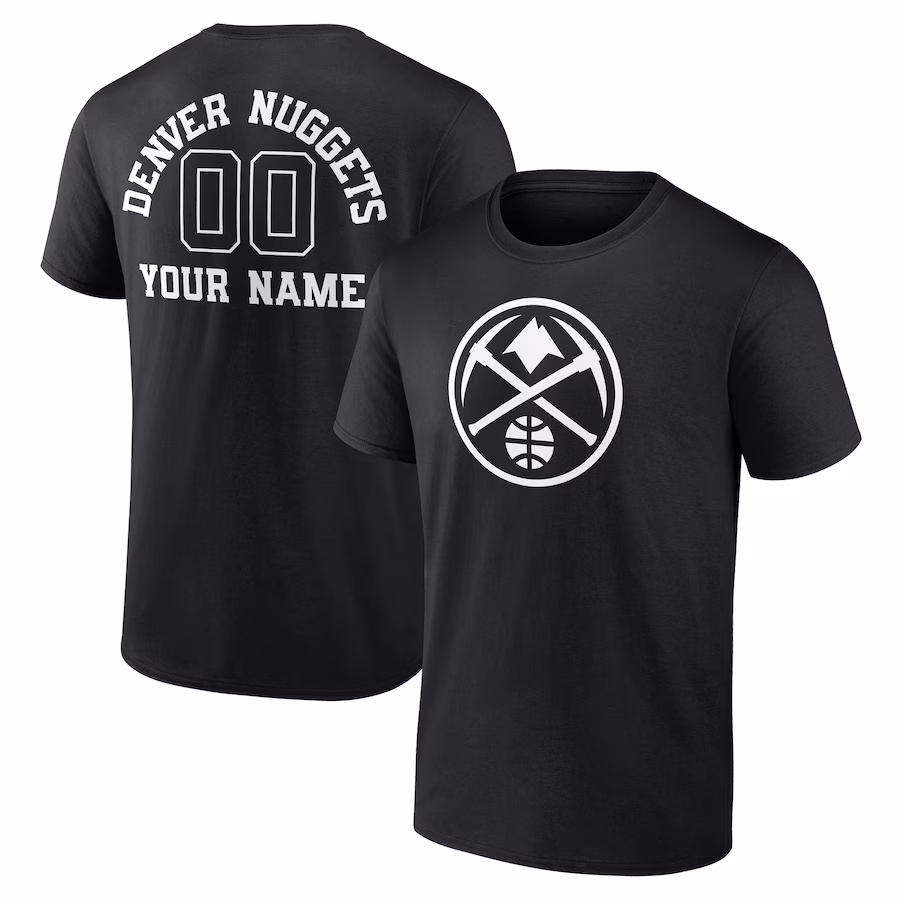 Men's Denver Nuggets Black Personalized Name & Number Monochrome T-Shirt - Puhuasuan