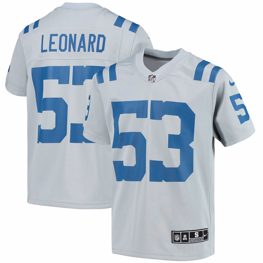 Youth Indianapolis Colts Shaquille Leonard Nike Gray Inverted Team Game Jersey - Puhuasuan